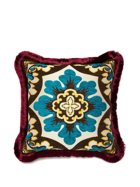 La DoubleJ fringed patterned cushion (50cm x 50cm) Neutrals CUS0032JCQ120PAL01BU05