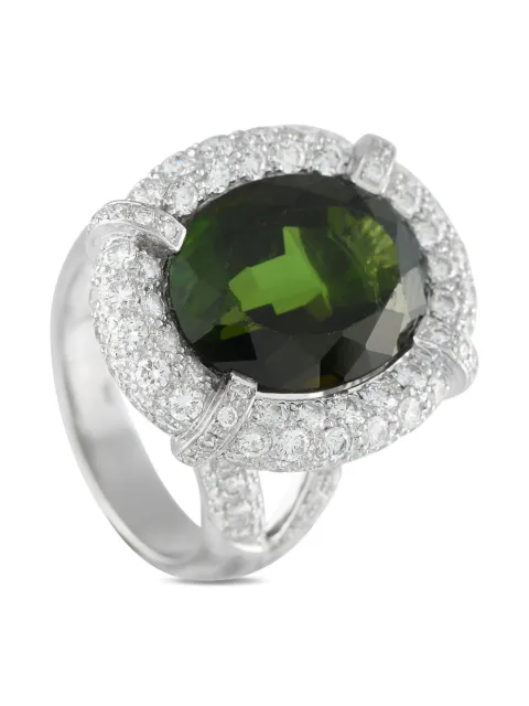 LB Exclusive 18K white gold diamond tourmaline ring Silver MF14081925
