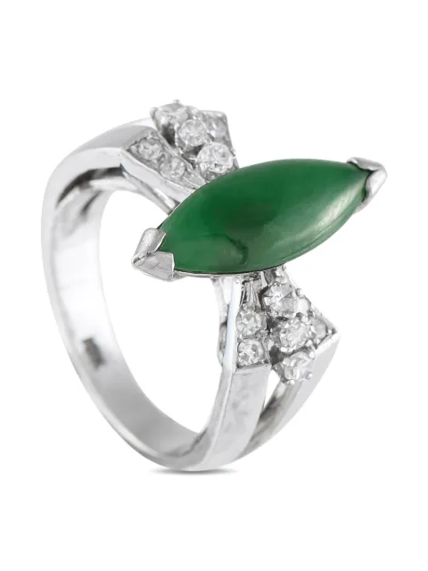 LB Exclusive 18K white gold jade and diamond ring Silver MF15081925