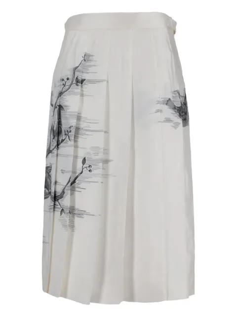 Thom Browne pleated bird-print midi skirt White FGC400AF1047