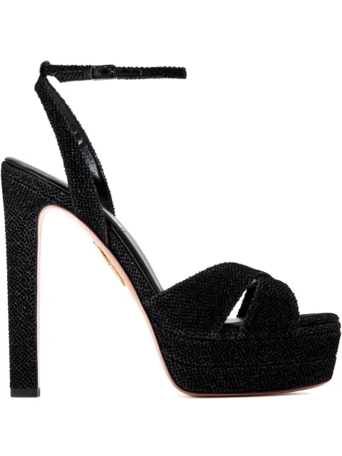 Aquazzura 130mm glitter-embellishment sandals Black DVEHIGB0SHV