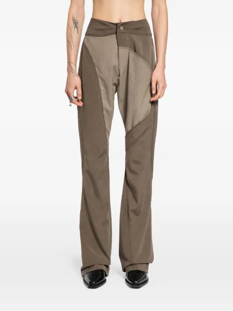 YEHUAFAN panelled trousers Green C8000050