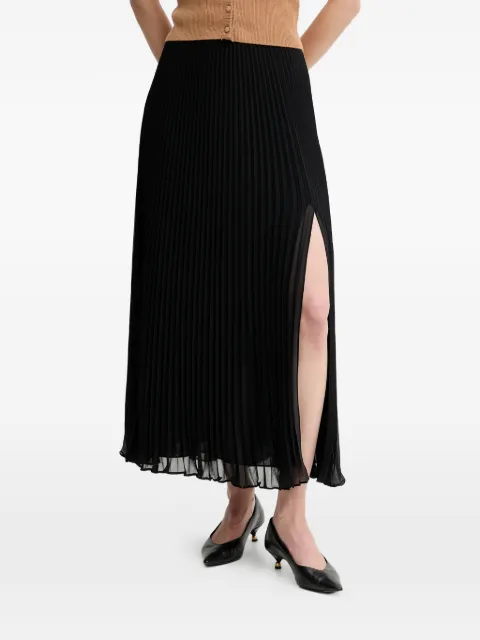 LUISA SPAGNOLI Fiammata pleated side-slit maxi skirt Black 542345