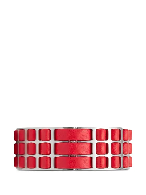FENDI FF motif leather-panelled bracelet Silver 8AG137B0B