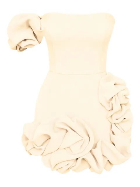 POST MERIDIEM one-shoulder ruffled mini dress Neutrals FLOUNCEDBOTTOMONESHOULDERBUSTIERDRESS