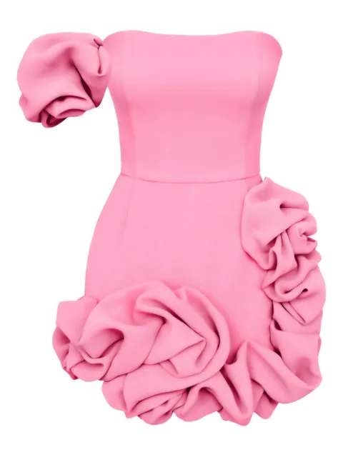 POST MERIDIEM one-shoulder ruffled mini dress Pink FLOUNCEDBOTTOMONESHOULDERBUSTIERDRESS