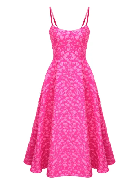 POST MERIDIEM jacquard corset midi dress Pink JACQUARDFITTEDCORSETBUSTIERDRESS