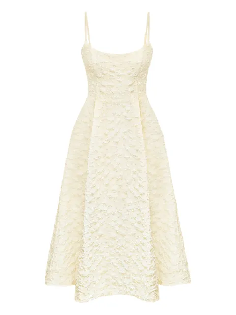 POST MERIDIEM jacquard corset midi dress Yellow JACQUARDFITTEDCORSETBUSTIERDRESS