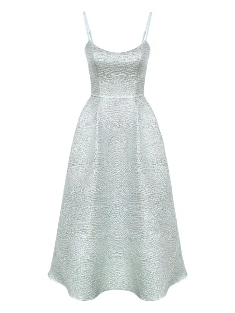 POST MERIDIEM jacquard fitted corset midi dress Silver JACQUARDFITTEDCORSETBUSTIERDRESS