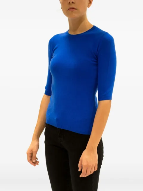 LA ROSE crew-neck cashmere T-shirt Blue GDC22805C