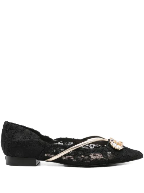 LIU JO lace-embellished pointed-toe flats Black SF5037TX496S1189