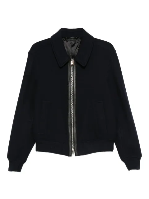 TOM FORD leather-trimmed wool jacket Blue OBB016FMW072HB825