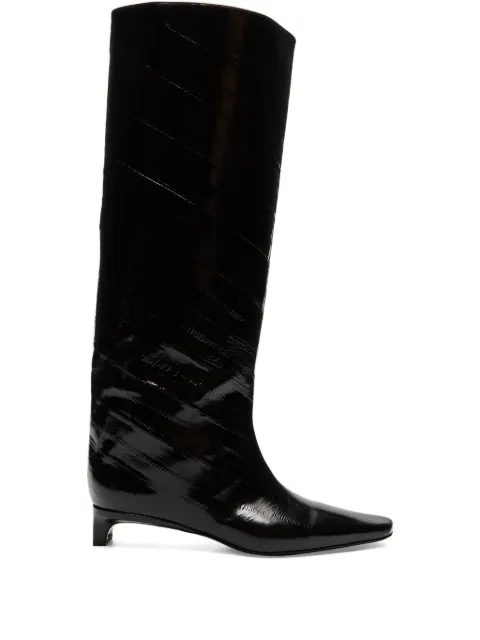 LouLou de Saison 35mm Joan eel-effect leather beveled-toe boots Black JOAN