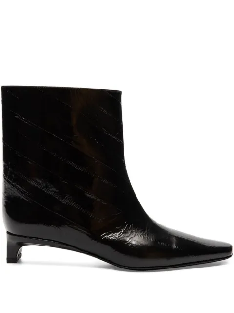 LouLou de Saison 35mm Iman eel-effect leather beveled-toe boots Black IMAN