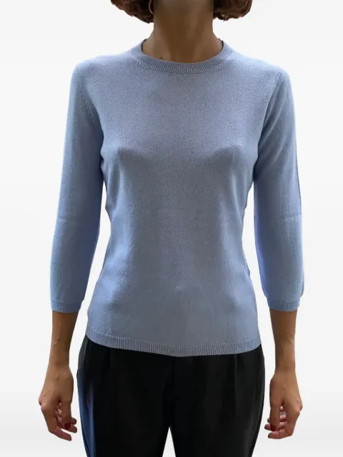 LA ROSE quarter-sleeve crew-neck sweater Blue GDC22809
