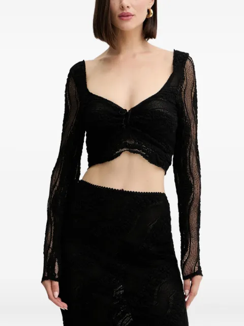 Charo Ruiz Ibiza ruched-detail lace blouse Black 257101
