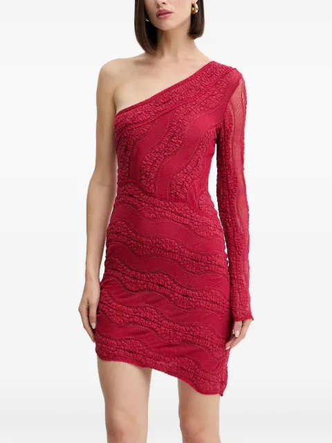 Charo Ruiz Ibiza one-shoulder textured mini dress Red 257603