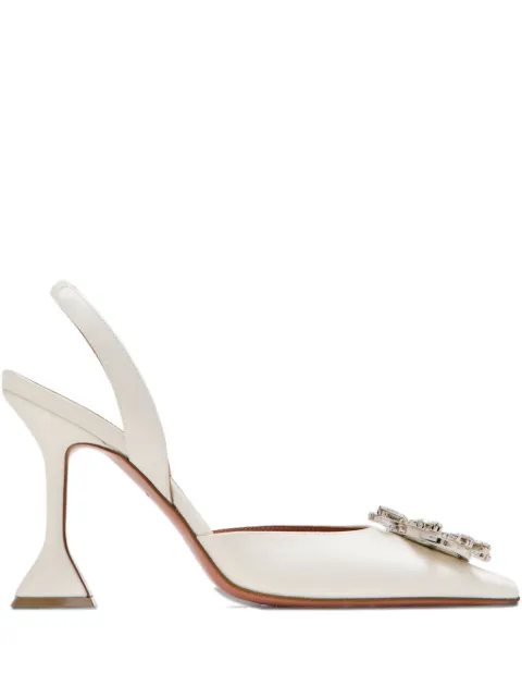 Amina Muaddi 95mm crystal-embellished slingback pumps White 10S343868BEG