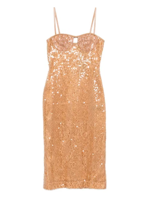 David Koma sequin-embellished midi dress Brown PF25DK104D