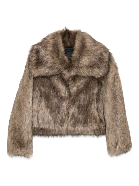 THELAURENT faux-fur wide-collar jacket Brown TLR25JKMIX49