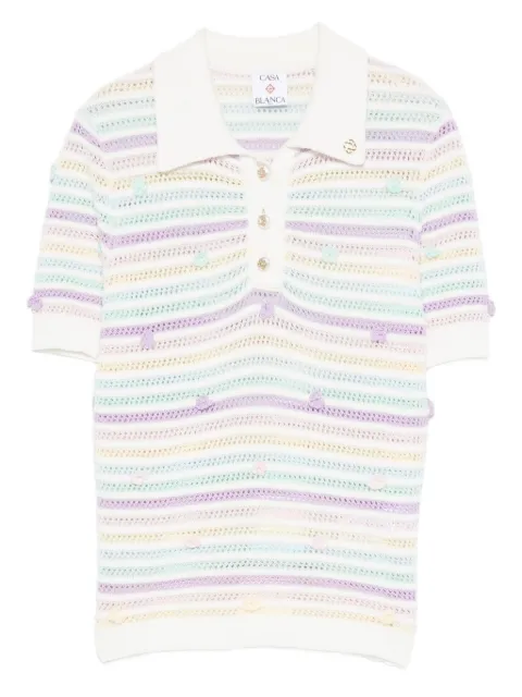 Casablanca striped crochet polo shirt White WAW25KW106501
