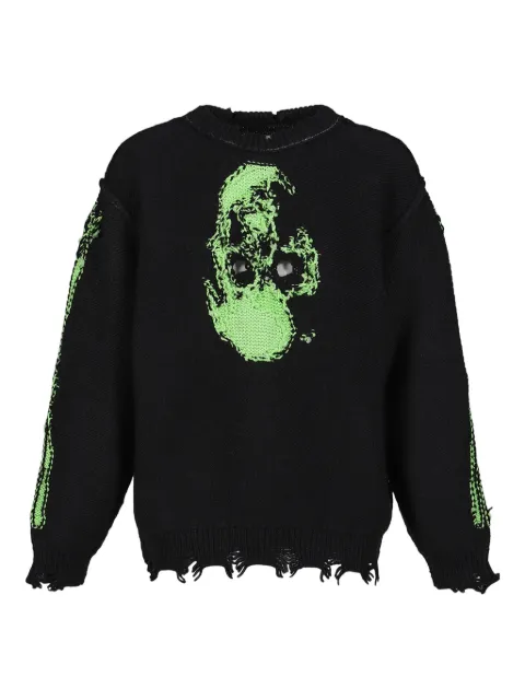 Doublet skull-embellished frayed-edges sweater Black 25AW66KN199BLK