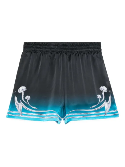 Casablanca mushroom-print elastic-waist shorts Blue WAW25TR10402