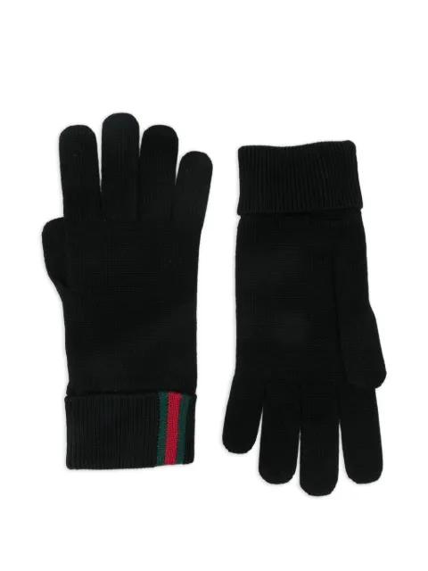 Gucci web wool gloves Black 8341944G200