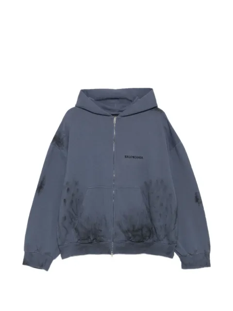Balenciaga logo-print zip-up hoodie Blue 803264TTVG1