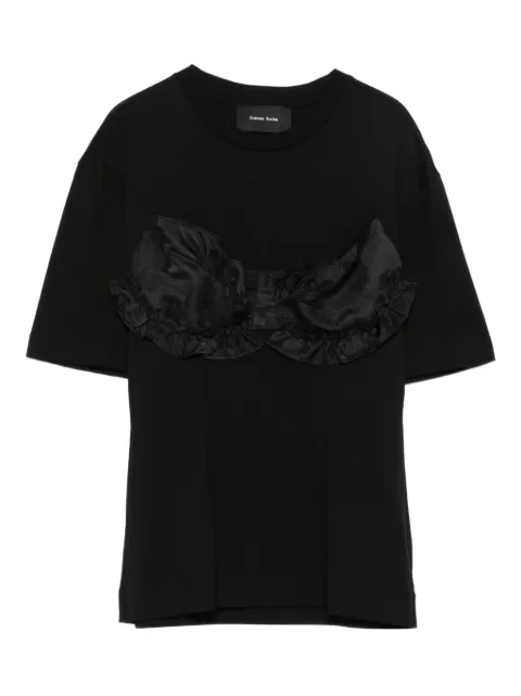 Simone Rocha ruffled satin-panel T-shirt Black 53580553COTTONJERSEYBLACKBLACK