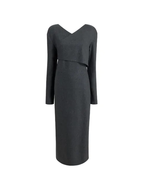 KHAITE cross-neck wrap dress Grey 5532604217