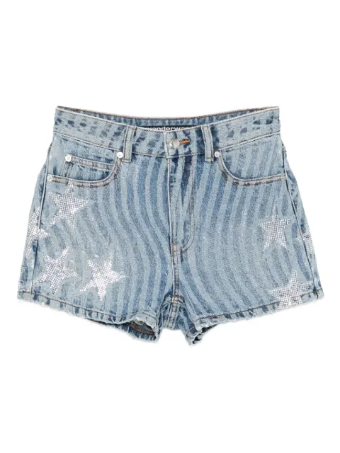 Alexander Wang crystal-embellished striped denim shorts Blue 4DC4254891