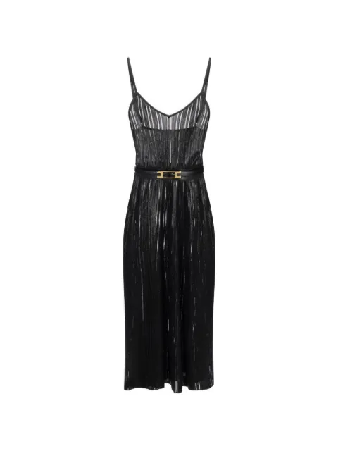 Elisabetta Franchi belted lamé-effect top Black AM12Q56E2