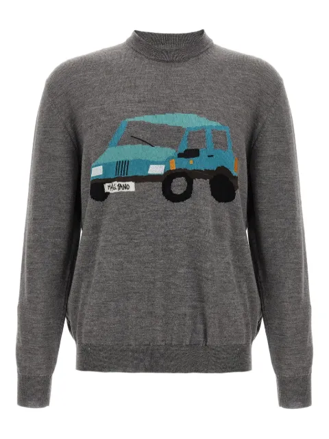 Magliano Pandino jacquard crew neck sweater Grey MGFW25SW060733341
