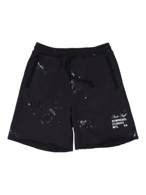 DOMREBEL paint-splatter sweatshorts Black STAFFSWTSHORTS