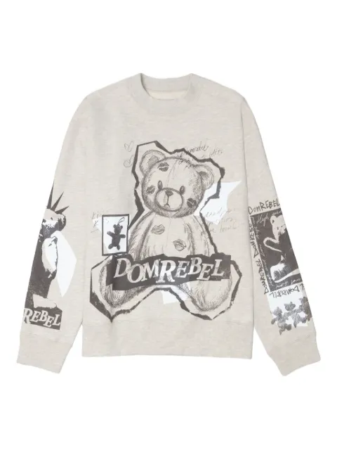 DOMREBEL High Low bear-print sweatshirt Neutrals HIGHLOWSWTSHRT
