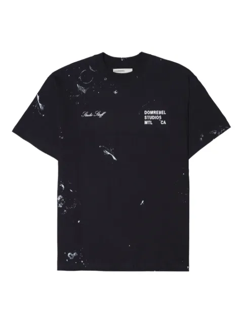 DOMREBEL Staff paint-splatter cotton T-shirt Black STAFFTEE