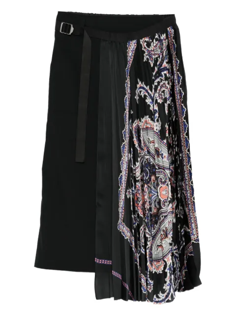 sacai pleated paisley-print skirt Black 2508133