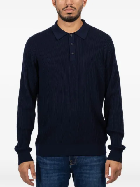 rag & bone Crawford ribbed long-sleeve polo shirt Blue RH2625F6MWH