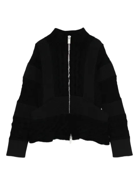 sacai cable-knit zip-front cardigan Black 2508052