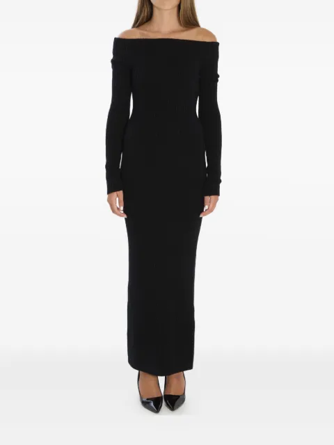 Max Mara ribbed off-shoulder maxi dress Black 2521326203600