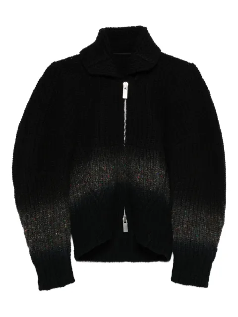 sacai zip-front speckled cardigan Black 2508050