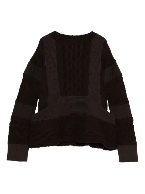 sacai cable-knit panelled sweater Brown 2508053