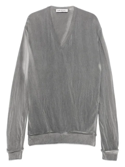 OUR LEGACY V-neck ribbed-trim sweater Grey M4253PGS