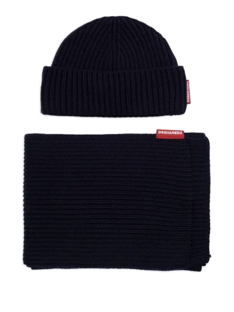 DSQUARED2 scarf & hat warmy knit set Blue GBM000301W00001