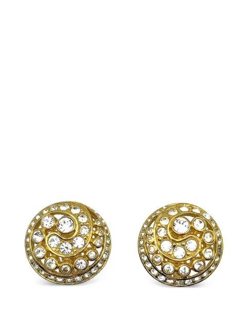 Christian Dior Pre-Owned 1980s crystal swirl earrings Gold DIORSWIRLERG