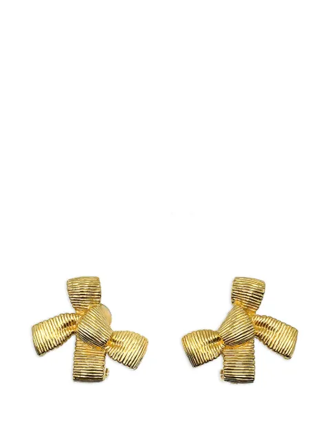 Christian Dior Pre-Owned 1980s textured bow earrings Gold DIORBOWERG