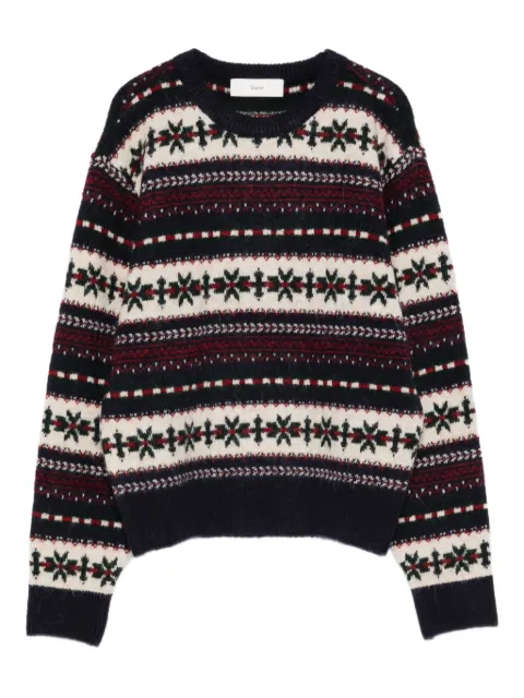 DUNST Fairisle-pattern crew-neck jumper Blue UDSW5C108N2