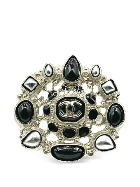 CHANEL Pre-Owned 2012 statement logo ring Silver CHANLOGORING