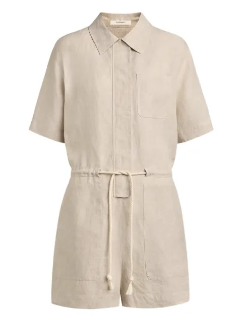 12 STOREEZ drawstring linen playsuit Neutrals 132432